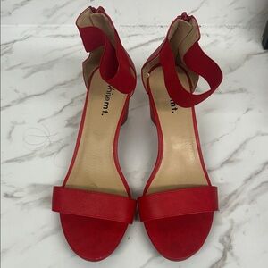 Elegant Red Heels with Ankle Strap